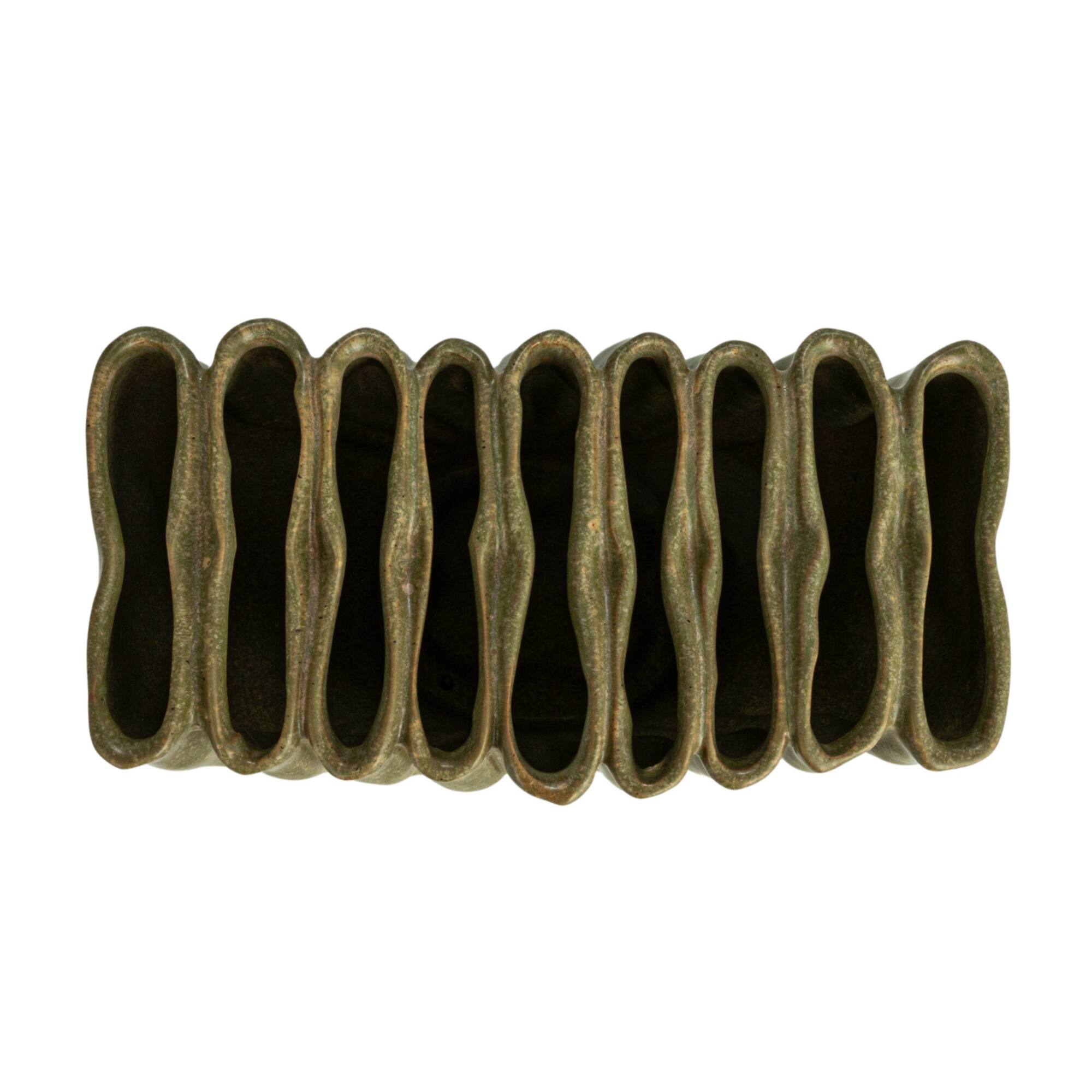 Hello Honey® 8" Green 9 Sectioned Sculptural Stoneware Vase